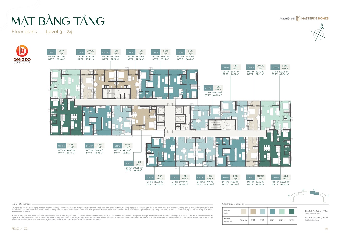 Mặt bằng từ tầng 3-24 của tòa chung cư Feliz