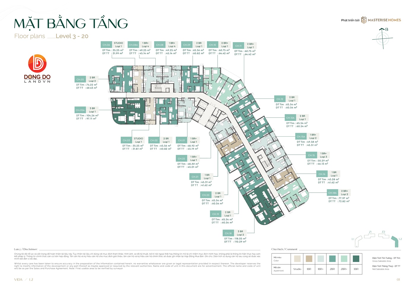 Mặt bằng từ tầng 3-20 của tòa chung cư Vida