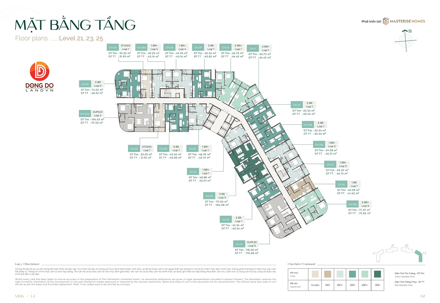 Mặt bằng từ tầng 21, 23-25 của tòa chung cư Vida